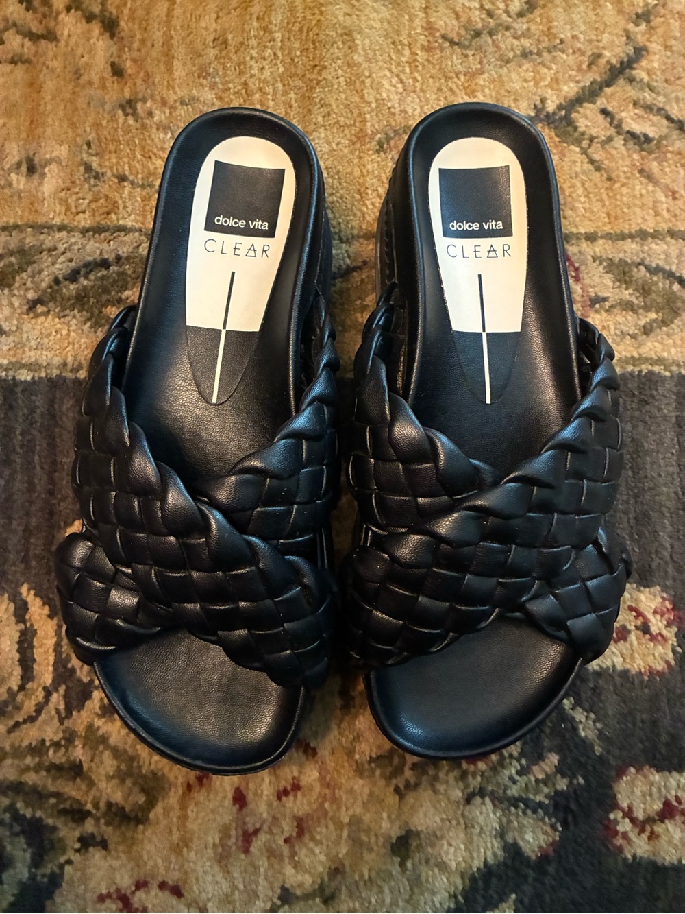 Dolce Vita Black Braided Slide Mules Casual Comfort Beachwear